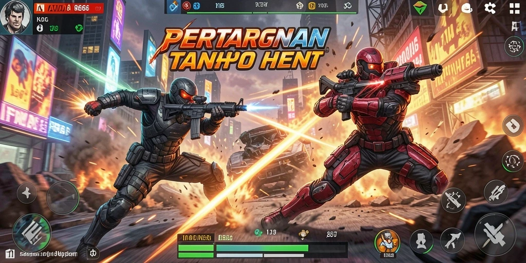 Tampilan gameplay menegangkan dari AT866 saat melawan musuh.