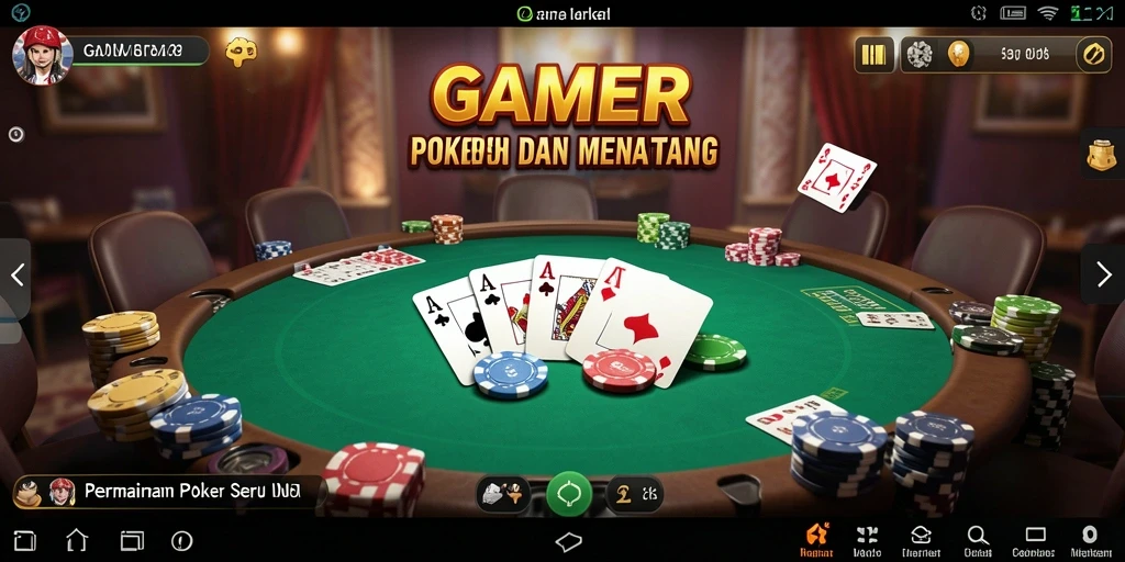 Tampilan gameplay Poker yang menarik dan mendebarkan.