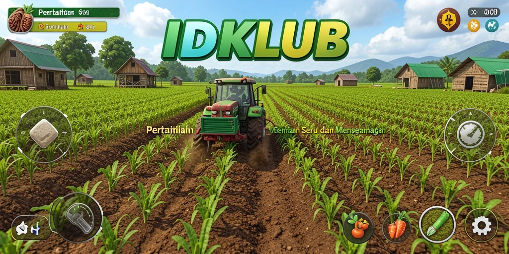 Screenshot gameplay IDKLUB yang menampilkan aktivitas bertani.