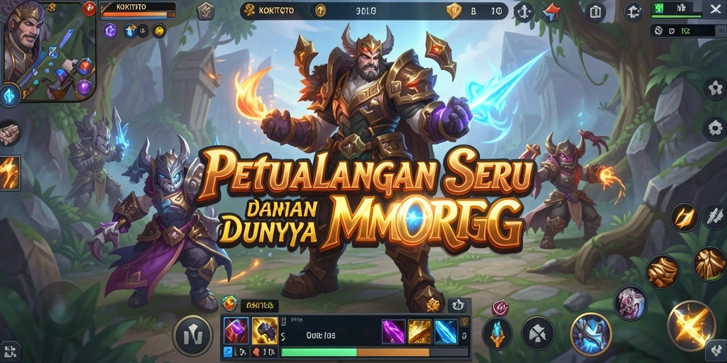 Tangkapan layar gameplay KOKITOTO menunjukkan pertempuran epik dalam dunia MMORPG.