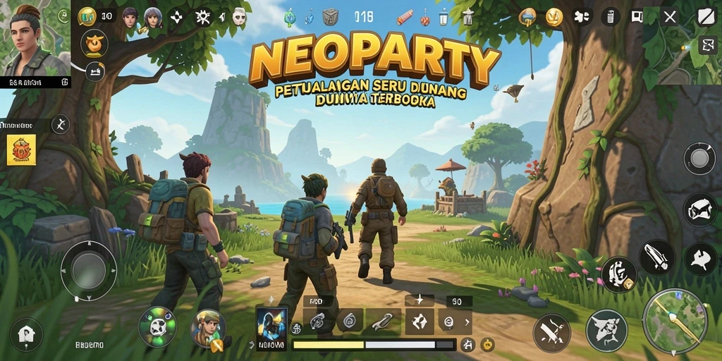 Screenshot menampilkan petualangan seru dalam dunia terbuka NEOPARTY.