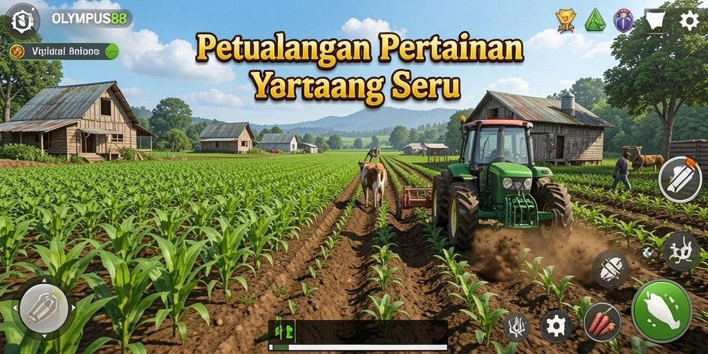 Tampilan gameplay OLYMPUS88 dengan suasana pertanian yang menyenangkan.