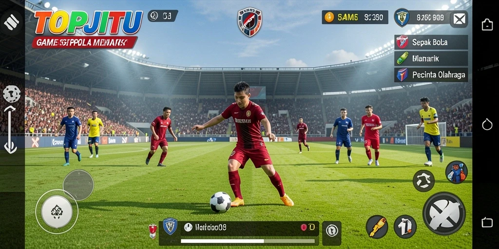 Tampilan gameplay seru di lapangan sepak bola.