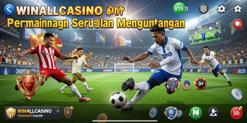 Screenshot gameplay WINALLCASINO menampilkan aksi seru dalam pertandingan olahraga.